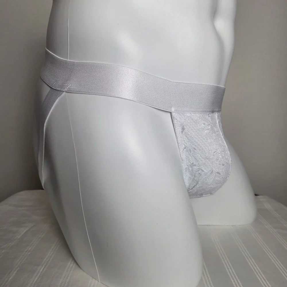 Cosabella Never Say Never Men White Floral Lace Jockstrap Underwear